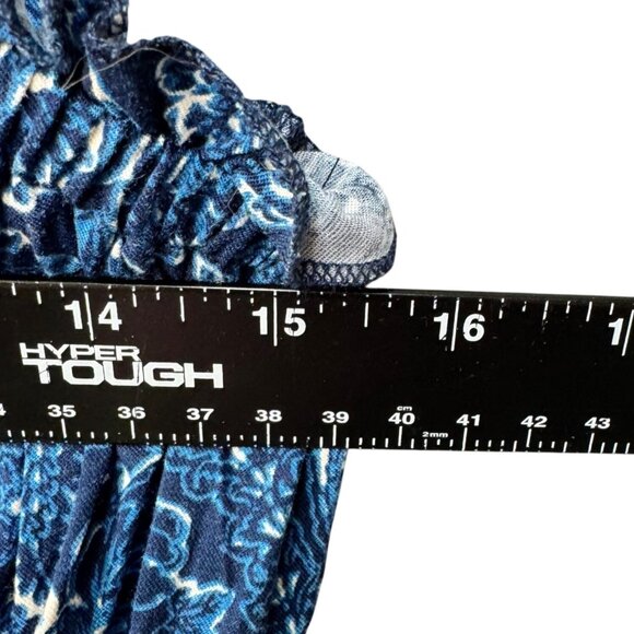 Torrid Challis Tie Straps Romper Dark Blue Floral Smocked Waist Pockets 00/10 - Picture 6 of 13